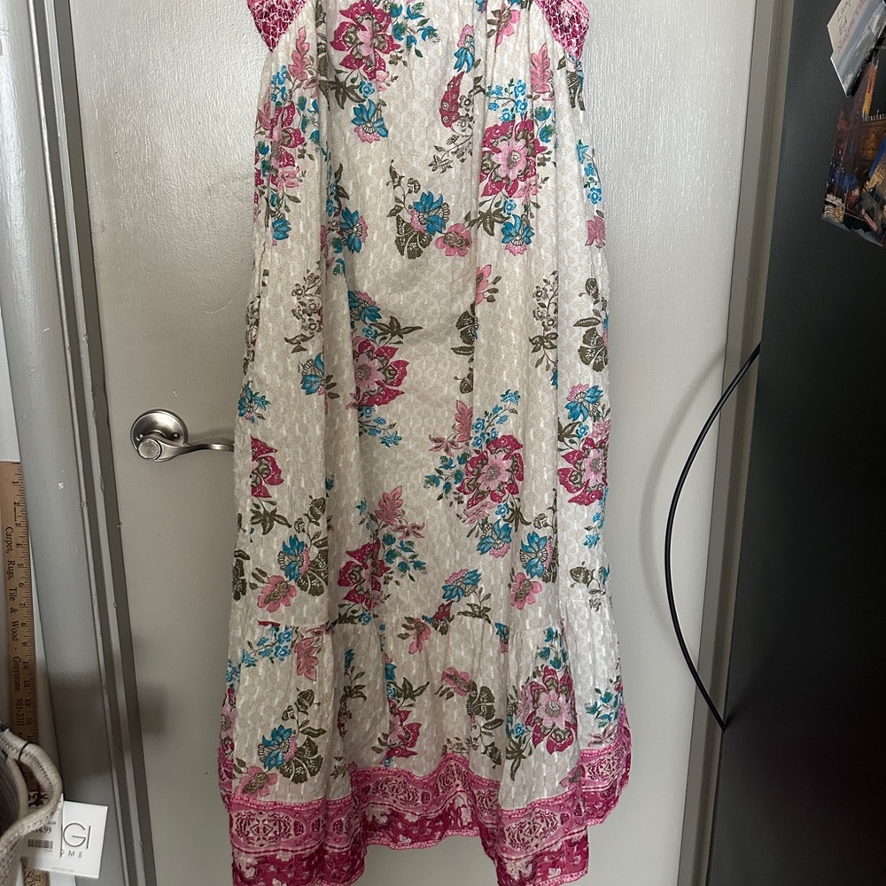 Lane Bryant Floral Sleeveless Long Dress with Pink and Blue Accents 14p